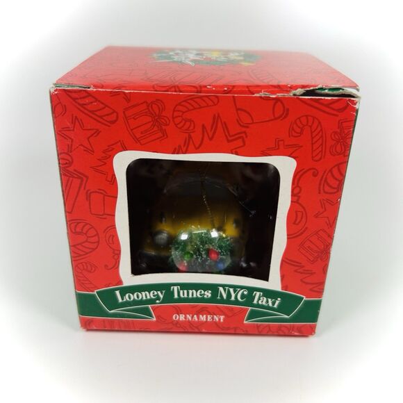 Warner Bros Looney Tunes NYC Taxi Yellow Cab Christmas Ornament 2000 RARE Bugs - Picture 11 of 15